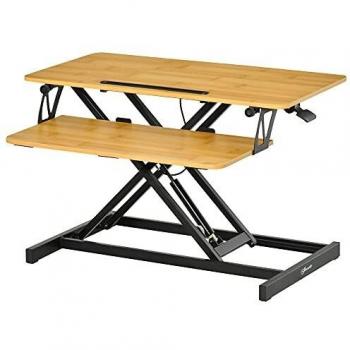 Escritorio de Pie Ajustable Vinsetto 13,5-51 cm con Bandeja Desmontable y Superficie 80x40 cm en Madera Natural