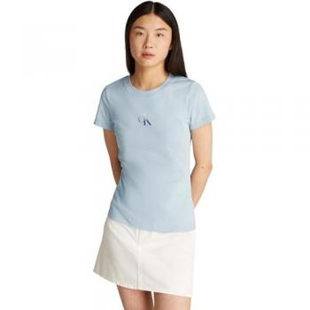 CALVIN KLEIN Jeans Gradient Slim Monogram T-Shirt kurzarm hellblau – Damen M
