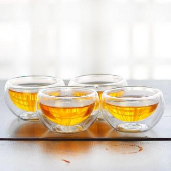 Double Walled Glass Teacup Set - 4pcs