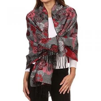 Chal Pasmina Sakkas CHS1810 – Estilo Floral y Elegante con Flecos