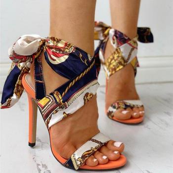 Women's Large Stiletto Sandals with Personality Strap