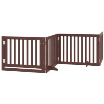 Dog Gate with Door, Foldable, 10 Panels, Brown, 800 cm, Poplar Wood