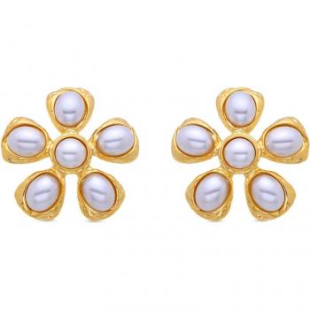 Pendientes Flor de Perlas Doradas Luxenter SGEY11011400