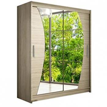 Armario Clásico 110 – Roble Sonoma, 200x150x58 cm, puertas correderas, 5 estantes