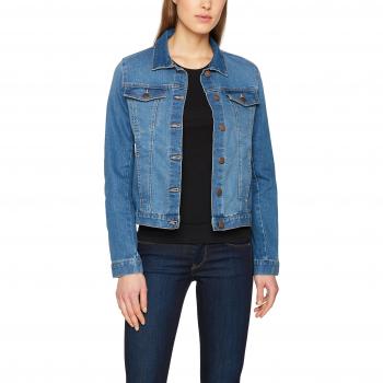 PIECES Pclisa S197 Ls Dnm Jacket Mbld/Noos, Chaqueta Vaquera para Mujer, Azul