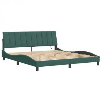 VidaXL Cadre de lit vert foncé 180x200 cm velours et lumières LED
