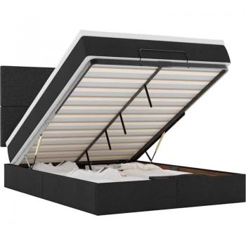 Struttura Letto Ottomano con Materasso Nero 140x190 cm