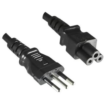 Netzleitung Italien Typ L – C5 180°, Schwarz