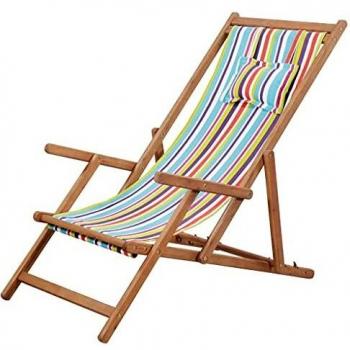 VidaXL Folding Beach Chair Fabric and Wooden Frame Multicolour
