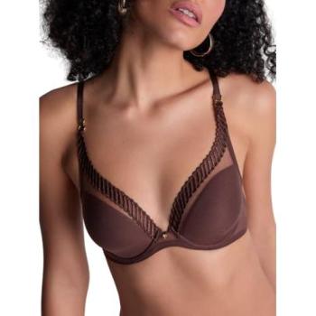 Sheer Tri‑Plunge Bra (Brown) – 40C