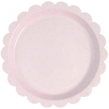 Pappteller Punkte Hellrosa FSC MIX 8 Stk 23 cm 350 g/m²
