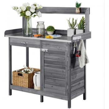 Banco di Giardinaggio Yaheetech: Tavolo con Armadietto, Ripiano Spazioso, Dimensioni 112 x 46,5 x 125 cm
