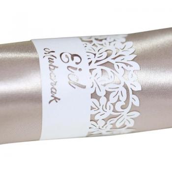 Ramadan Decor Napkin Rings – 100 Pack (Eid Mubarak, Hollow Paper)