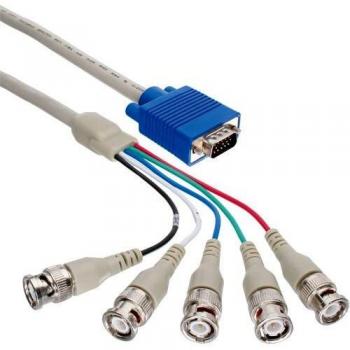 Câble Vidéo avec 5 Prises BNC et 1 Connexion VGA Beige