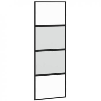 Puerta Corredera Vidrio Templado y Aluminio Negra 76x205 cm