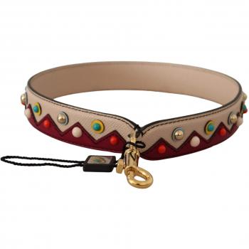 Dolce & Gabbana Beige Red Acry Leather Handbag Strap