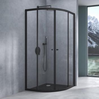 Cabine de douche 2 portes noir – finition verre trempé nano RAV32K