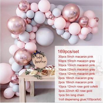 Decoración Boda y Cumpleaños Guirnalda Macarón Arco con Confeti Dorado Rosa
