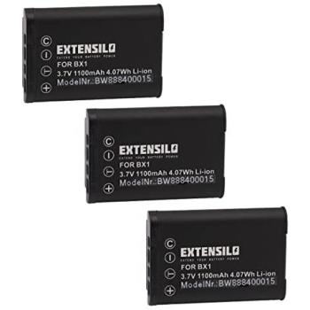 Pack Batterie Remplacement EXTENSILO – 3× NP‑BX1 1100 mAh 3,7 V Li‑Ion