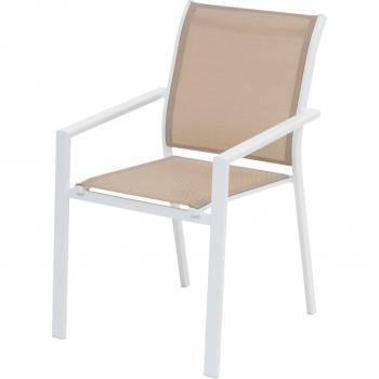 Poltrona da giardino impilabile Essentia in lino e alluminio epoxydico bianco - Hespéride