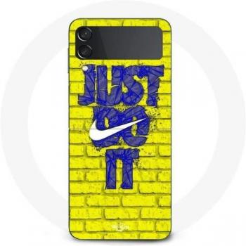 Cover Maniacase per Galaxy Z Flip3 Just Do It Blu e Giallo