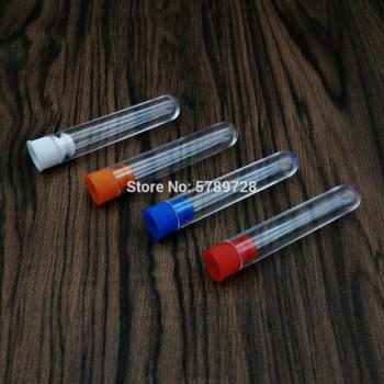 20-Piece Clear Plastic Test Tube Set – 12×60mm with Color Caps