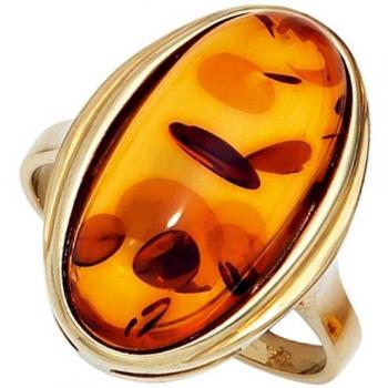 Bernstein‑Goldring für Damen – 375 Au (18 K) – Gr. 60