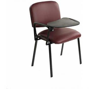 Notek Set Di 6 Sedie Impilabili In Ecopelle Bordeaux Con Ribaltina Scrittoio Tavoletta Per Studio Sala Conferenza Convegni