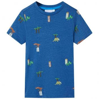VidaXL Children's Short Sleeve T-Shirt in Dark Blue Melange, Size 116