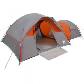 Tente de camping spacieuse 5 places gris et orange