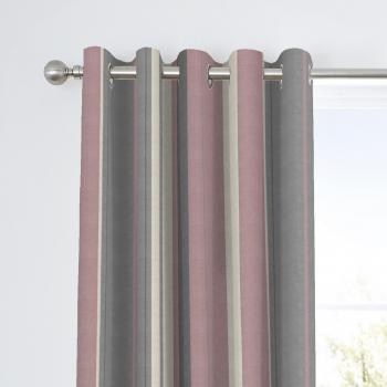 Whiteworth Stripe Blush Pink Eyelet Curtains