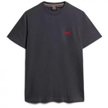 Superdry Maglietta A Maniche Corte Essential Logo Embroidered Graphite Black / Fluo Red S