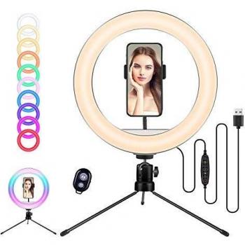 Luce anello 10 pollici ANVAVA per trucco, fotografia e video con Bluetooth