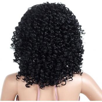 Perruque Afro synthétique marron avec frange