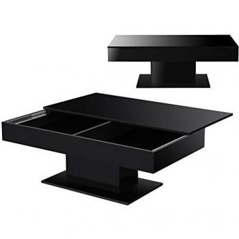 En.casa Couchtisch, »Lünen« Wohnzimmertisch 2 Staufächer 40x110x60cm Schwarz Hochglanz