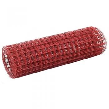 Chicken Wire Fence Steel with PVC Coating 10x0.5 m Red vidaXL