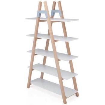 Libreria “Armonia” 5 Livelli 100×40×170 cm in MDF + Legno Bianco/Faggio