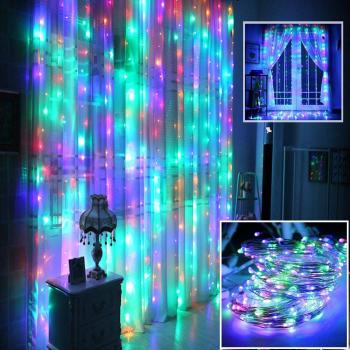 3MX3M 300LED USB Music-Activated LED Curtain Fairy Lights