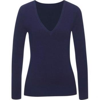 VIVANCE Damen V‑Ausschnitt Pullover – Marine Blau, Größe 32/34