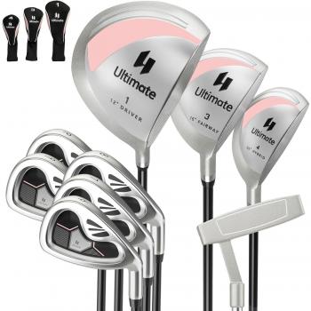 Set Complete Mazze Golf Donna 9 Pezzi con Ibrido 4 e Ferri 6-9 e P