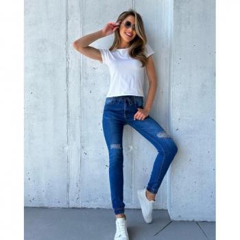 ISSA Plus Kordelzug-Röhrenjeans in Blau