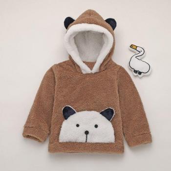 Abrigo peludo con capucha para niños y niñas de 6 meses a 3 años, diseño de oso, temporada otoño-invierno