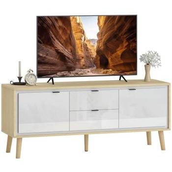 Meuble TV Élégance HOMCOM - 2 Portes Brillantes - 120 cm