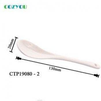 White Ceramic Mixing Spoons for Kids - 2pcs
