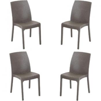 Set di Sedie Esterne Bica Rattan in Polipropilene – 4 unità