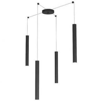 ROUND TUBE SOSPENSIONE 4 LUCI NERO CAVO CM.250 CON BASE 1174-S4-NE