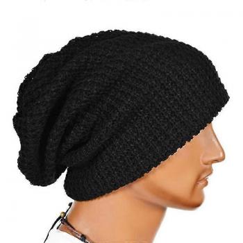 Mug de skate noir en tricot — bonnet big‑size, style slouch