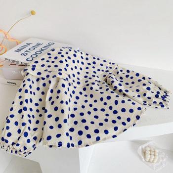 Blusa Blanca de Manga Larga con Lunares para Chicas
