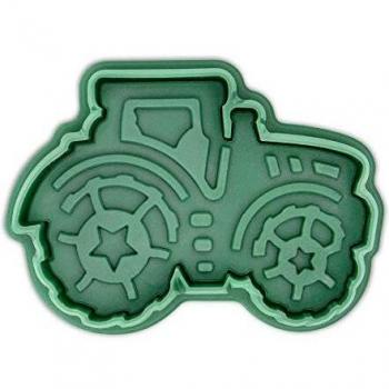 Präge-Ausstechform Traktor 6,5 cm dunkelgrün