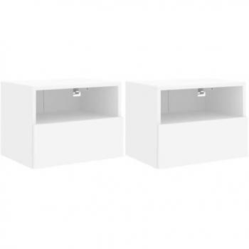 Credenza TV a Parete 2 Pezzi – Legno Bianco 40x30x30 cm